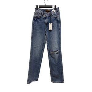 NWT Judy Blue Jeans Rigid front stretch back High Waist distressed Size 1/25